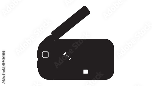Close-up of a black stapler on a white surface with a minimalist design.