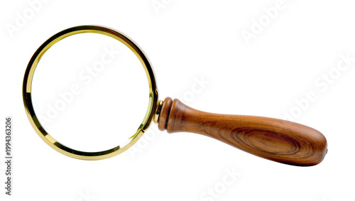 Konstfotografi Golden Magnifying Glass with Wooden Handle and Circular Lens