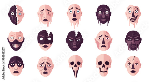 Abstract expression faces collection illustrations concept emotions