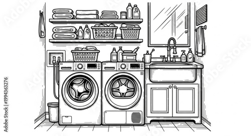 Home Laundry Black White Design 