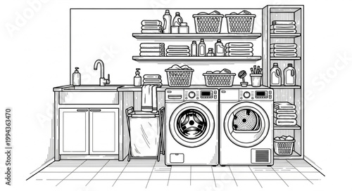 Premium Washing Room Vector Art 