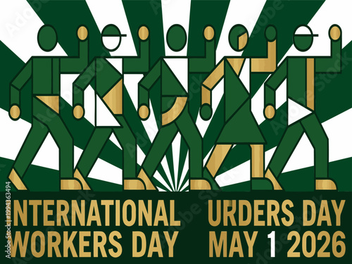 International Workers Day, Labor Day, May 1st, Vector Illustration, Green and Yellow Graphic