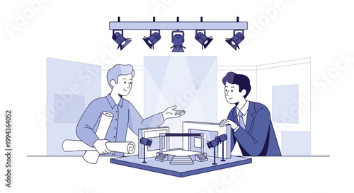 Business Meeting with 3D Printing Technology in a Modern Studio