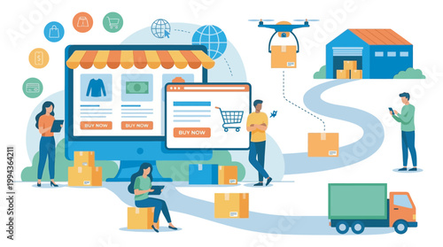 Ecommerce logistics and delivery concept