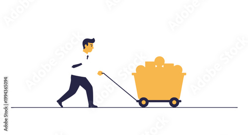 Person Pulling a Cart with a Large Box