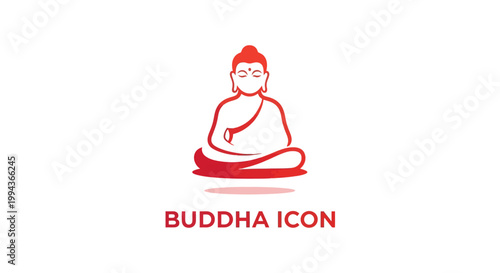 Serene Red Buddha Icon Depicting Peace and Enlightenment.