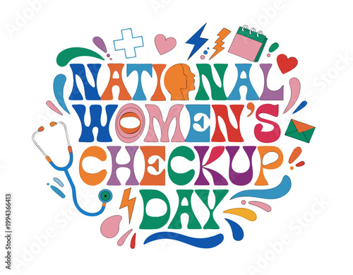 National Women’s Health Checkup Day Vector Illustration, Preventive Care Medical Concept