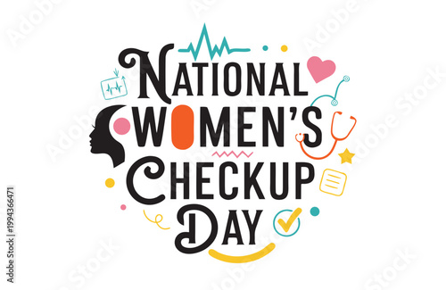 NATIONAL WOMEN’S CHECKUP DAY vector illustration isolated on white background
