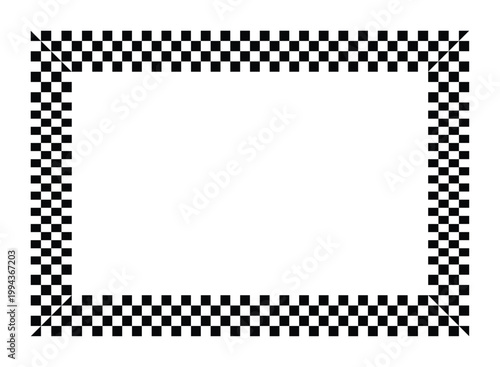 Checkered border frame for photo or text black pattern square check template. Black and white checkerboard texture