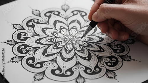 Professional mandala artwork showing symmetry balance and fine lines high resolution Picture