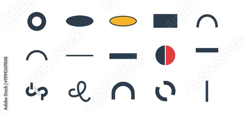 Abstract graphic shapes in geometric arrangement on black background