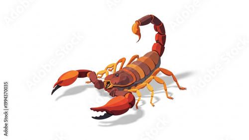Scorpion predator with sting tail isolated on white