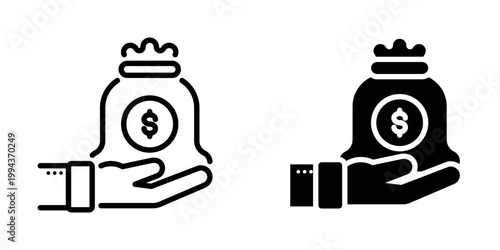 Money bag icon, element icon for design branding, print, and digital media