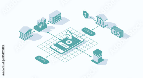 E-commerce, online shopping, payment icons, mobile commerce, digital transactions, finance symbols