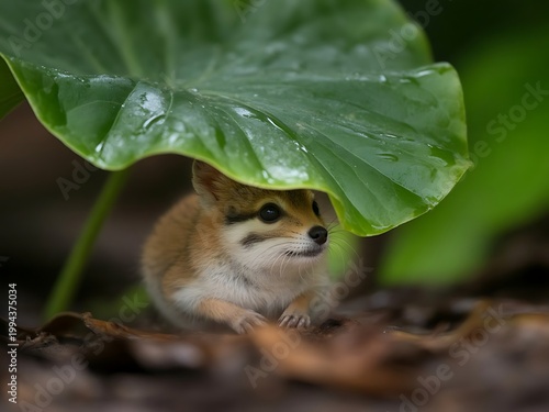 Small Animal Protected Under Leaf