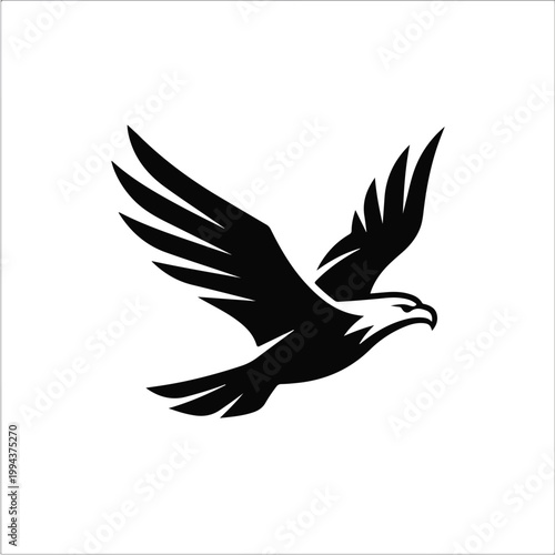 Black eagle flying silhouette icon.