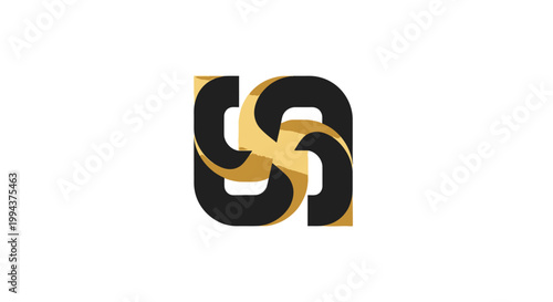 Golden and black chain link symbol.