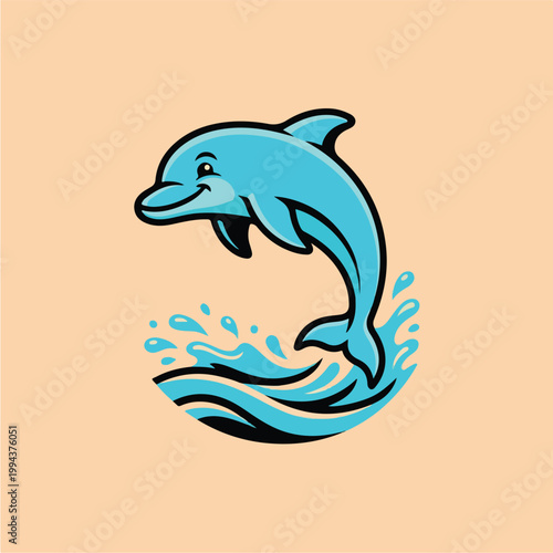 Cartoon dolphin jumping out water 1.