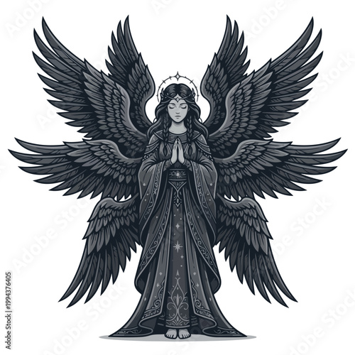 Dark Angel with Large Wings.