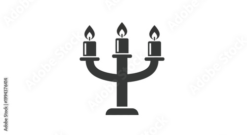 Minimalist vector illustration featuring a decorative candelabra with three burning wax candles displayed in a clean graphic design style for use in various creative digital projects