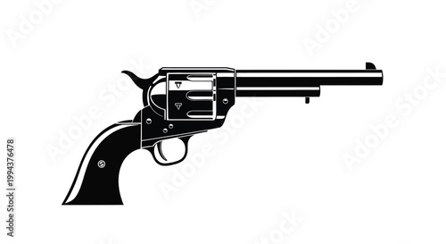 Professional vector illustration of a classic western style revolver handgun isolated on a white background for your creative graphic design and digital media project needs