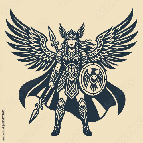 Female Warrior Angel Illustration.