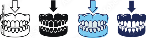 Bite teeth dental concept of pressure or bite force vector illustration.