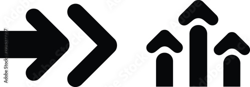 Black arrows pointing right and up on transparent background.