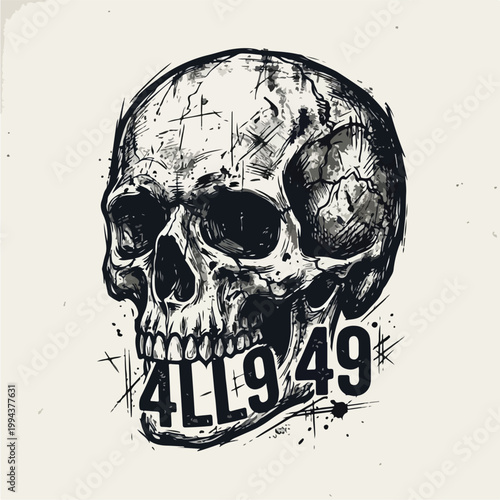 Human Skull Illustration.