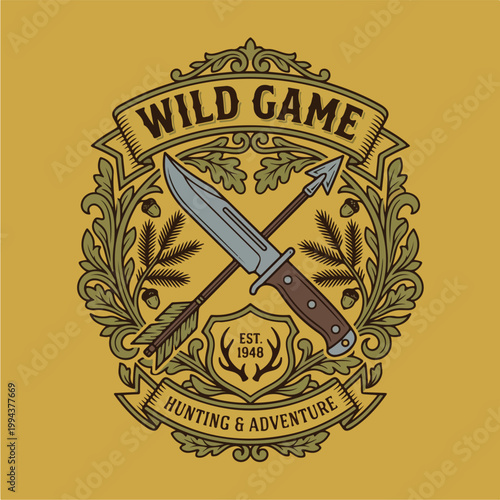 Hunting Knife Adventure Logo Design.