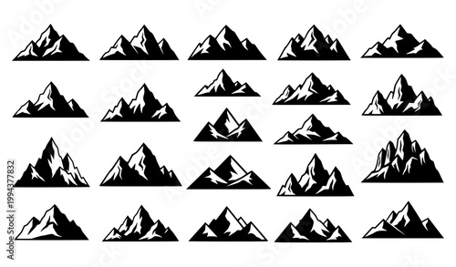 Black mountain silhouettes vector set hills peaks landscape collection