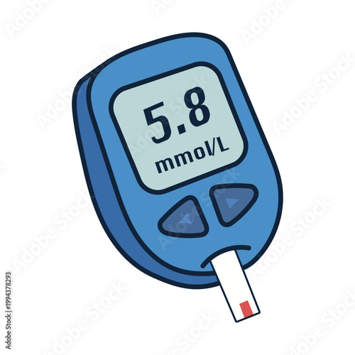 Blood Glucose Monitor Displaying a Level of 5.8 mmol Indicating Current Blood Sugar Measurement for Diabetes Management