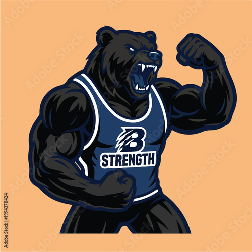 Muscular bear in gym gear.