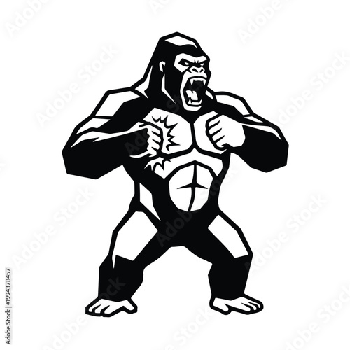 Muscular Gorilla Cartoon Character.