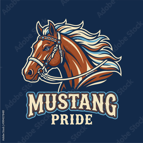 Mustang Horse Head Logo Design.