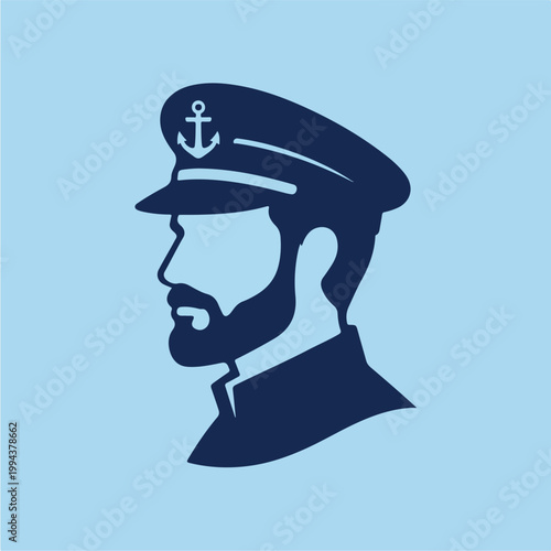 Navy Sailor Man Profile Silhouette.