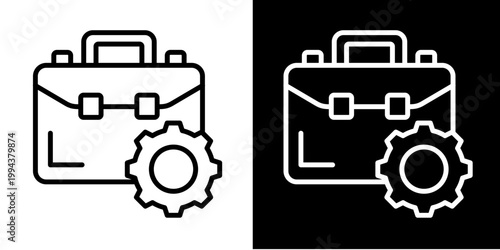 Business Settings Icon Set White Style Collection