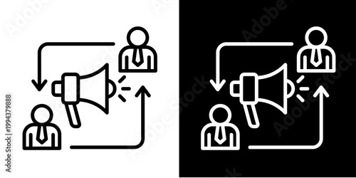 Public Relations Icon Set White Style Collection
