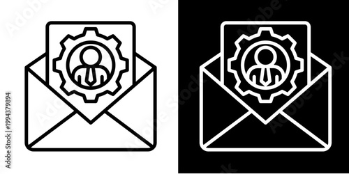Email Settings Icon Set White Style Collection