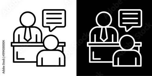 Job Interview Icon Set White Style Collection
