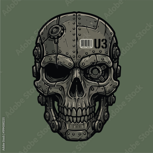 Robot Skull Cybernetic Head.