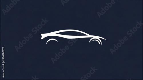 A sleek car illustration appears on a dark background