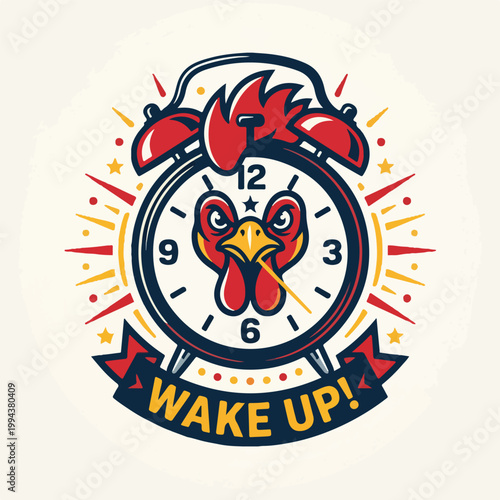 Rooster Alarm Clock Cartoon.