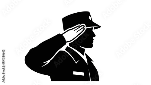 A man in a uniform salutes with his right hand on his forehead.