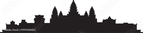 Siem reap cambodia black white silhouette famous landmark