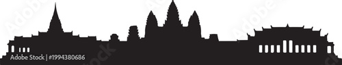 Siem reap cambodia black white silhouette famous landmark