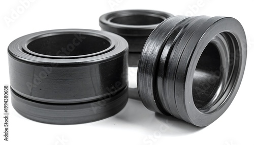 Black metal bearings isolated on white.