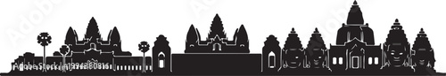 Siem reap cambodia black white silhouette famous landmark