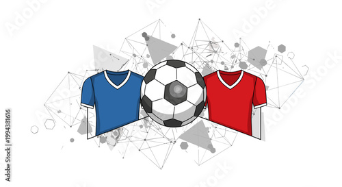 Soccer jerseys with ball on abstract background