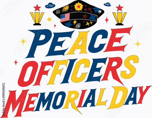 National Peace Officers Memorial Day Vector Art, Police Memorial Honor Illustration